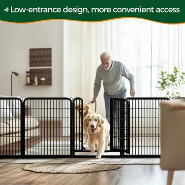 Yaheetech Folding Dog Playpen - 100cm High, 6-Panel, Portable Dog Kennel with Door for Indoor & Outdoor Use - Easy Assembly