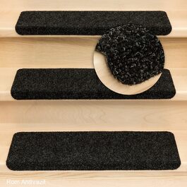 Ступінчасті килимки Ramon від Kettelservice-Metzker, 15 шт., прямокутна форма, колір антрацит (без кутів з пластику)