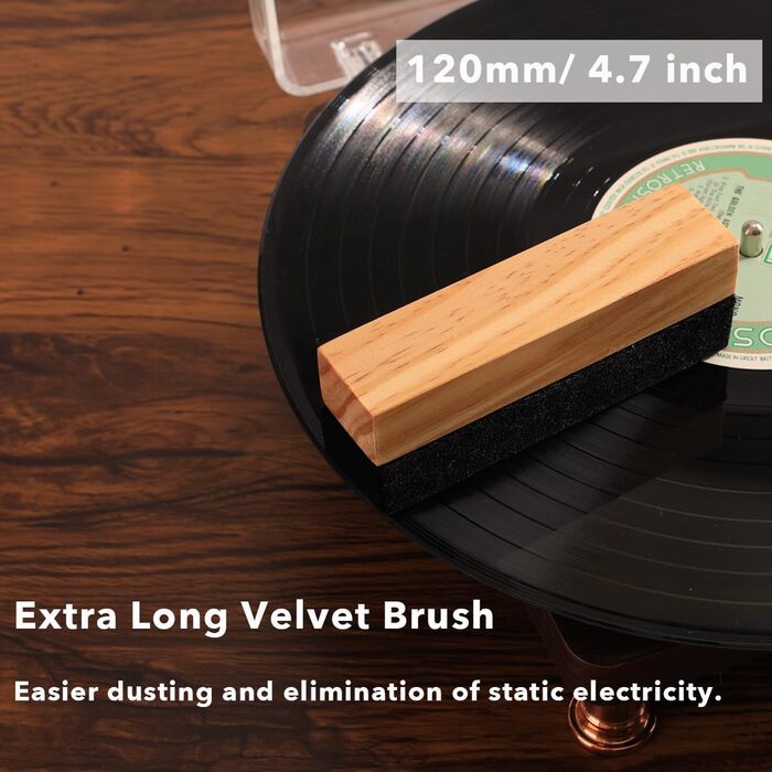 Набір для чищення вінілових платівок Mopiano: повний 4-в-1 очищувач для платівок, з м'якою замшевою щіткою, рідиною для чищення LP, щіткою для картриджів та нейлоновою щіткою