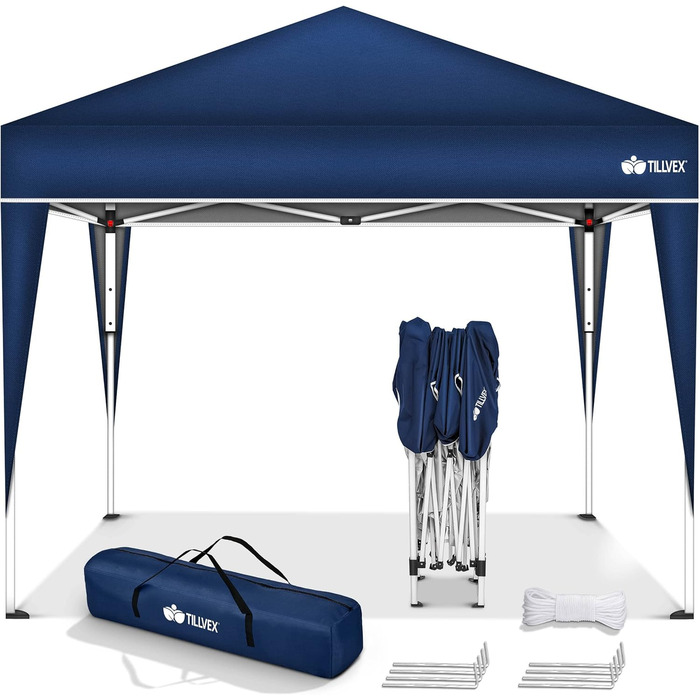 3x3m Waterproof Gazebo | Pop-Up Folding Gazebo with Adjustable Height | Garden Tent with UV Protection 50+ | Party Tent with Bag for Garden (Blue)