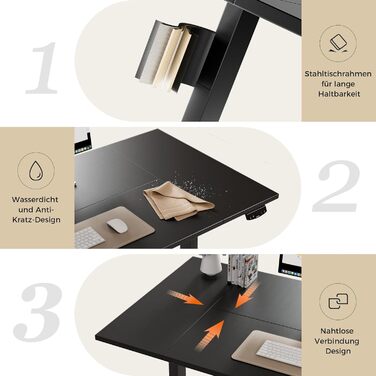 Регульований за висотою стіл Agilestic: електричний, з пам'яттю, ергономічний, 120x80 см, білий/чорний