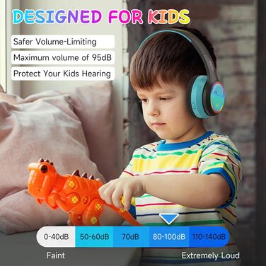 Дротові навушники IFecco для дітей з мікрофоном, Bluetooth, LED-підсвітка, чохол, колір чорний/синій