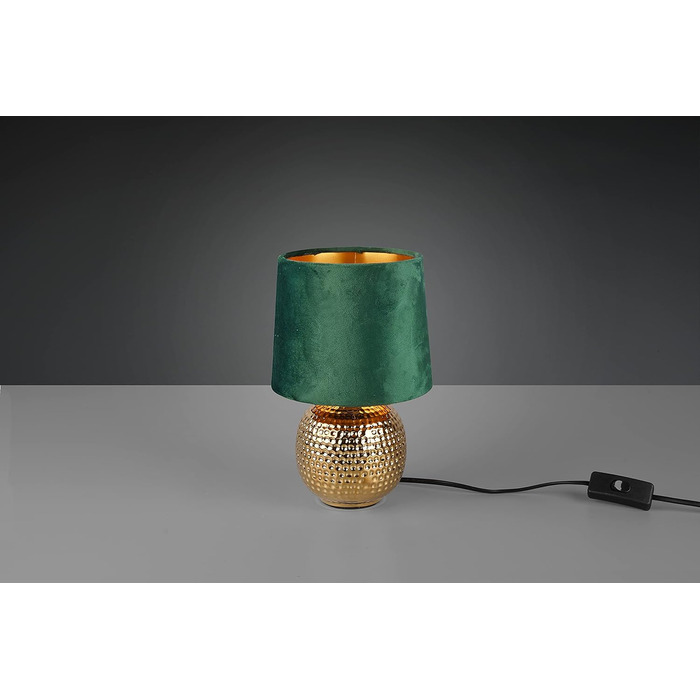 Настільна лампа Reality Leuchten Sophia, кераміка, золото, зелений абажур, E14, 16 см
