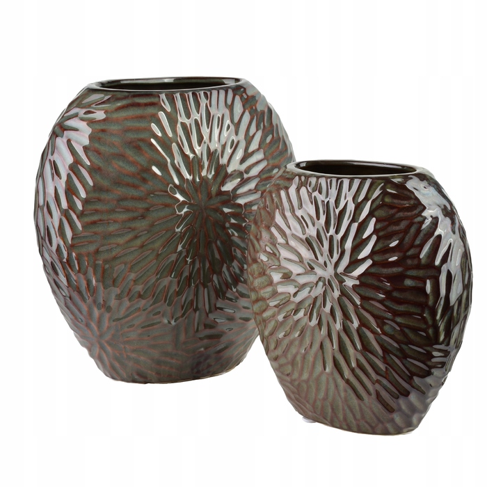 Декоративна керамічна ваза YARINE, 20x10x20 см, фіолетово-зелена, сучасний стиль