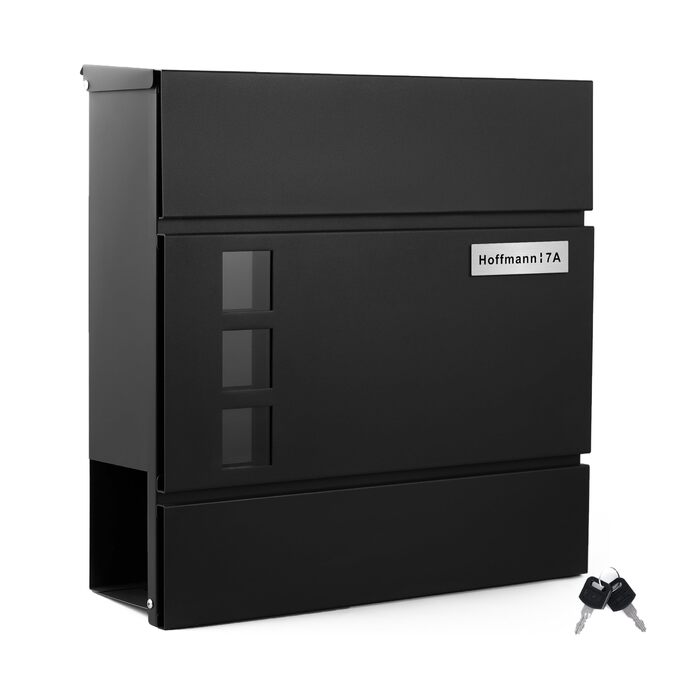 Поштовий ящик Zedelmaier з нержавіючої сталі, персоналізований, настінний, з відділенням для преси, 2 ключі, антрацит, 33x31x10 см