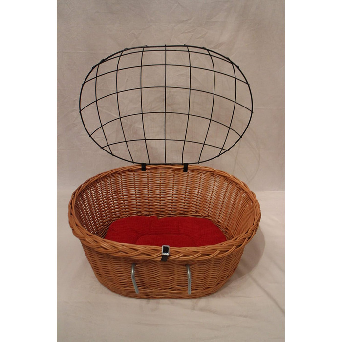 Кошик для собаки на кермо велосипеда з ротангу з металевою сіткою та подушкою XL або XXL. Кошик для собак, велосипедний кошик, кошик для покупок (XL з подушкою) (XXL з подушкою)