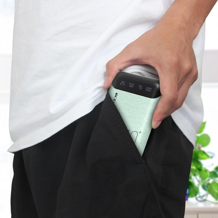 Портативний зарядний пристрій Power Bank 10000mAh з 2 USB виходами та USB-C входом (зелений)