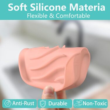 2 шт. Силіконові мильниці з отвором для стоку, мильниця для душу, мильниця для ванни, мильниця для раковини, мильниці для ванної кімнати, кухні та лічильника (білий) (рожевий)