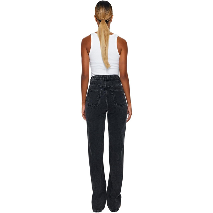 Джинси жіночі Trendyol прямого крою, висока талія, колір антрацит, розмір 44