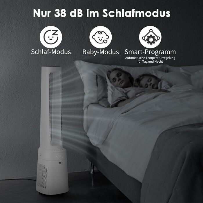 Турбовентилятор Aeco AirX Guard 2-в-1 з очищувачем повітря HEPA H13. Тиха робота 38dB, 10 швидкостей, 3 режими, осциляція 60°, таймер 12h, LED дисплей, пульт ДУ.