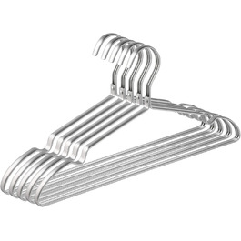 Amber Home 20-Piece 42cm Lightweight Aluminum Iron Clothes Hangers, Matte Silver Metal Clothes Hangers with Non-Slip Groove for Suit, T-Shirt, Shirt, Jacket, Dress, Pants, Robust and Lightweight