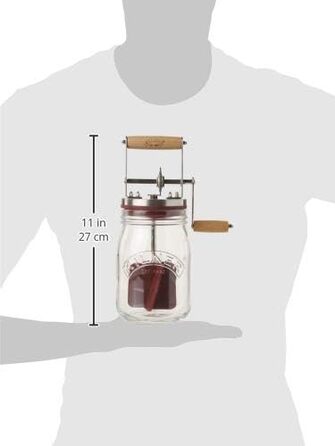 Kilner Butter Churn Glass with Hand Crank, Manual Hand Crank and Silicone Mixer, 1L, Opening: 7.2 cm, 16.5 cm x 11 cm x 27 cm, Make butter yourself in about 10 minutes, Glass butter container (pack of 2)