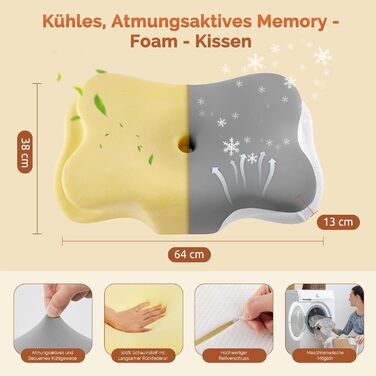 Подушка для шиї з ефектом пам'яті, анатомічна, для сну на боці, спині та животі, темно-сіра