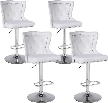 Modern Velvet Bar Stools 2-Pack - Adjustable Kitchen Counter Stools with Lion Paw Pulls - 360° Swivel, Black (White Option), 4-Pack Available