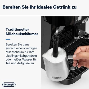 De'Longhi Magnifica S ECAM11.112.B, fully automatic coffee machine with milk frother for cappuccino, with espresso direct selection buttons and rotary dial, 2-cup function, black