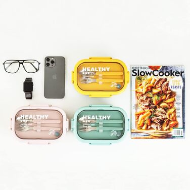 Ланчбокс Lille Home з нержавіючої сталі з 2 відділеннями, 850 мл, витокостійкий, з сумкою та столовими приборами, BPA-free, рожевий