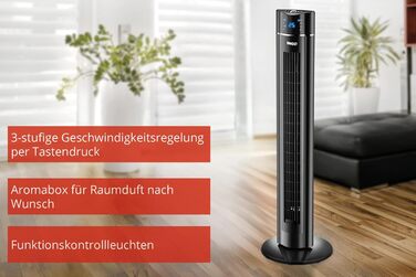Вентилятор вежовий Unold 86855 Schwarz 60W, 230V: 3 швидкості, іонізація, таймер, коливання