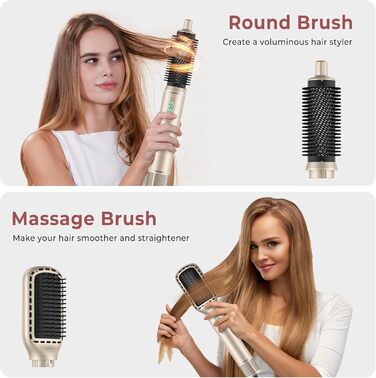 Air Styler 7 в 1: Фен-щітка, фен-щітка з дифузором, плойка для локонів, об'єм та укладка волосся, 1300W, 110000 обертів/хв