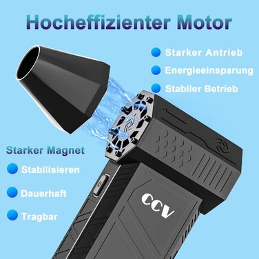 Електричний пилосос для чищення CCV з акумулятором 3000mAh, 3 швидкості, щітка, зарядка Type-C, для ПК, авто, дивану (Чорний)