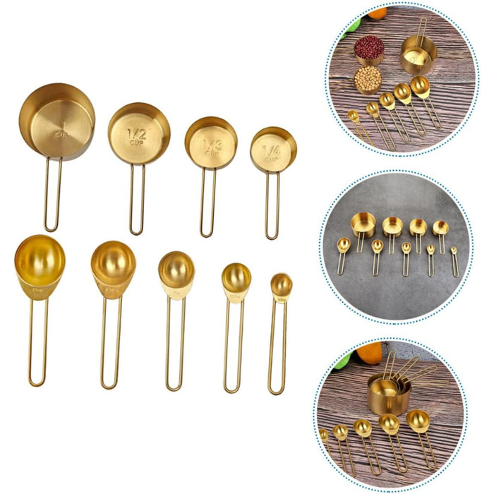 DECHOUS 3-Piece Measuring Spoon Set Stainless Steel Measuring Cup for Moving In, Christmas Gift, Christmas Presents, Paper, Mini, Professional Measuring Cup, Baking Accessories, Stainless Steel, Golden
