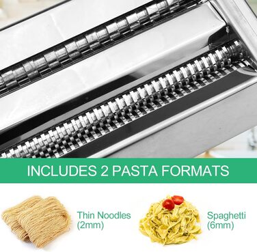 Ghazpmuk Manual Pasta Machine, Noodle Machine with 6 Adjustable Thicknesses for Pasta, Pasta Maker with 2 Widths, Pastamaschine, Pastamaker Stainless Steel, for Tagliatelle, Spaghetti, Lasagna, Ravioli