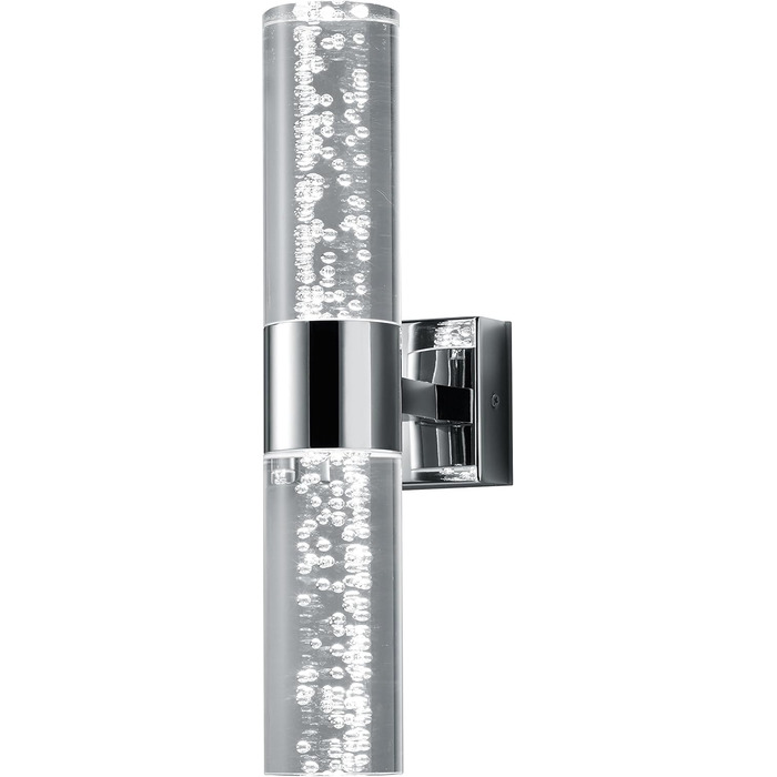 Trio Leuchten LED Bathroom Wall Light Bolsa 282410106, Chrome, Clear Acrylic with Bubbles, 3.2 Watt (2-Light Wall Light)