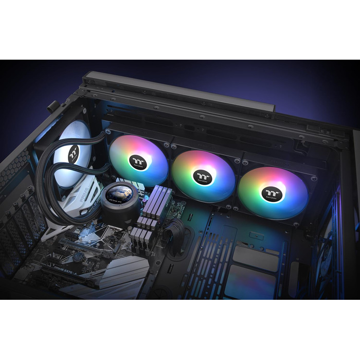 Система водяного охолодження Thermaltake TH360 V2 Sync AIO з LCD 2.1' (480x480), 3x 120mm вентилятори ARGB PWM, сумісна з Intel LGA1851/1700 та AMD AM5/AM4, чорний (420mm)