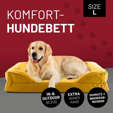 Ортопедичне собаче ліжко Lumaland з корду | Собаче ліжко-софа 70x60 см та 110x75 см - для маленьких собак | Нековзне дно | Зручна та миюча наповнювач та чохол | Собаче гніздо з Memory Foam Cord - Оливковий (In & Outdoor)