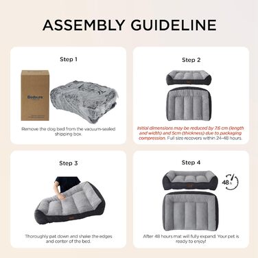 BEDSURE Лежанка для собак великих порід - 106x76 см, товста, з водонепроникною наволочкою, антиковзаюча, з м'якого плюшу Sherpa, темно-сіра