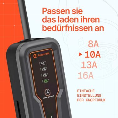 Зарядний пристрій (Wallbox) для електромобілів 3.7 кВт 16A Type 2 з кабелем 5м, регулюванням потужності 8-16A, 230В, портативний, з сумкою