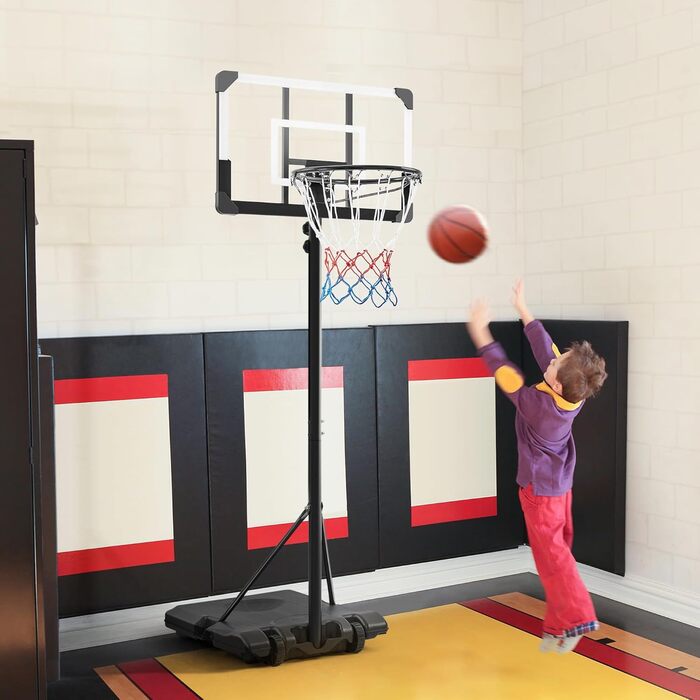Yaheetech Adjustable Height Basketball Hoop Stand with Wheels - Indoor/Outdoor Basketball System, Water/Sand Fillable Base, 216-246cm
