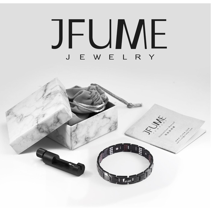 Чоловічий браслет JFUME з нержавіючої сталі, подарунок для чоловіків, чорний, регульований 21,5 см