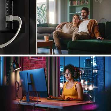 Плоский HDMI кабель KabelDirekt – 2 метри, 4K@60Hz, Ethernet, для Blu-ray, PS5/Xbox Series X/Switch, білий