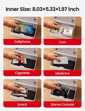 Сейф VAYDEER з таймером та металевим замком: цифровий детокс, захист від телефонів, USB-C, дитячий замок, чорний