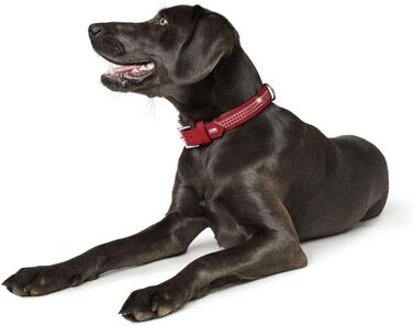 Нашийник для собак HUNTER SOFTIE TRILUXE, штучна шкіра, стрази, червоний/чорний, розмір S-M