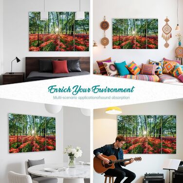 Акустичні гексагональні панелі Mollywell для шумоізоляції стін, 35.6 x 30.5 см, набір 8 шт, звукопоглинаючі плитки від еха та шуму для вітальні та спальні, колір: глибокий коричневий/бежевий