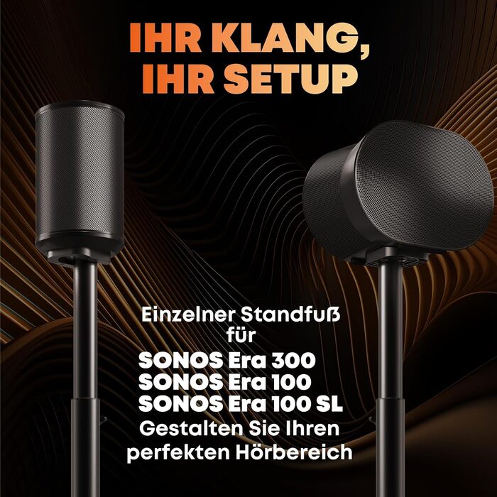 Стійка для підлоги під колонку Sonos Era 100/100 SL/300, регульована висота 74-99 см, чорна, 1 шт.