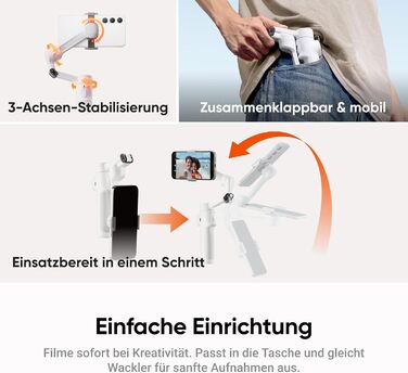 Insta360 Flow 2 сірий – стабілізатор для смартфонів, з функцією AI-трекінгу, вбудований штатив/селфі-стік, пульт дистанційного керування, для iPhone/Android, для подорожей