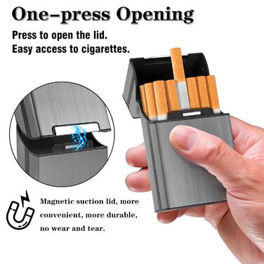 Металеве тютюнопакувальник DxxD на 20 сигарет з магнітним замком (алюміній, чорний, сірий, блакитний)