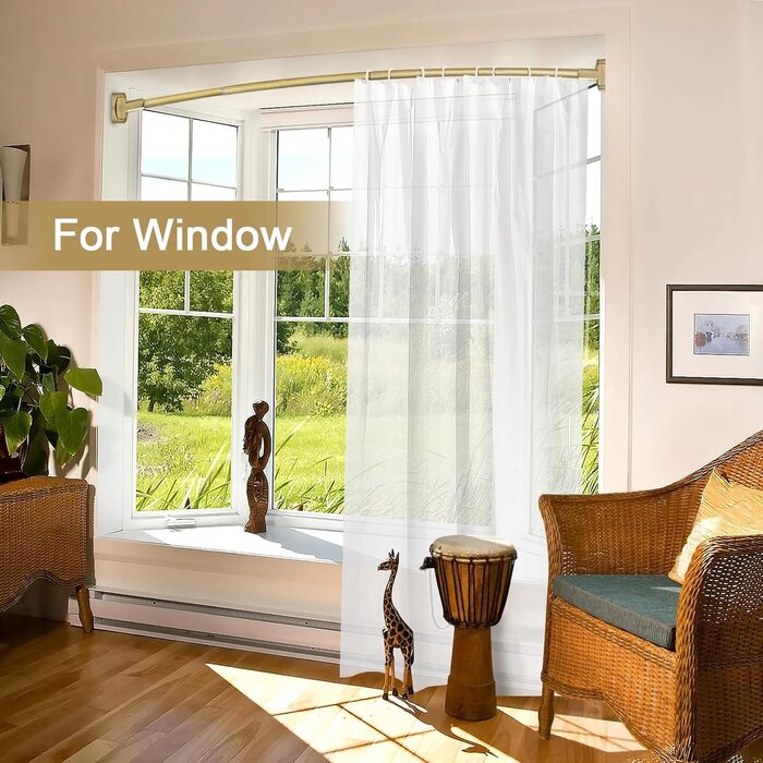 Вигнута штанга для душової завіси YNL, 89-203 см, золота, кругла, нержавіюча сталь, для ванної кімнати та ванни, регульована, розширювана, антикорозійна