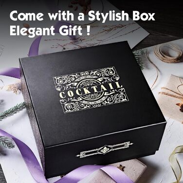 Набір для коктейлів 21 предмет | Набір шейкерів для коктейлів з обертовим підставкою | Шейкер з міцної нержавіючої сталі з аксесуарами | У комплекті стильна чорна подарункова коробка | Барний набір (Чорний)