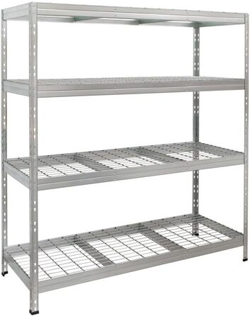 Вуличний металевий стелаж для важких вантажів, 1500 кг, 180x90x45 см, 5 полиць, оцинкований, TÜV, тип L