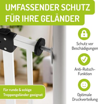 Захисне ґратка BOMI Mira для дверей | Захист від котів з люком | Ідеальне перегородження для собак, котів та цуценят | Металеве ґратка для собак у квартирі, білий колір | Набір Y-адаптерів (M10), 4 шт., сріблястий