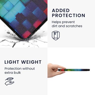 Чохол-книжка kwmobile для Kobo Libra Colour/Tolino Vision Color - яскравий чохол для eReader (кольорові кубики, зелено-блакитний)