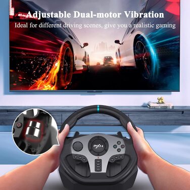 Ігрове кермо PXN V9 з педалями та перемиканням передач, 270/900 градусів, з вібрацією, сумісне з PS4, Xbox One, Xbox Series X/S, PS3, PC, NS Switch, з інструментом та додатком