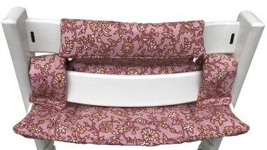 Дитяча подушка LUCCA для стільця Stokke Tripp Trapp, ламінована, легка чистка, джунглі бірюза, жовто-рожеві квіти