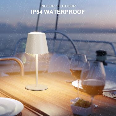 Світлодіодний акумуляторний настільний світильник 26 см, 5000mAh, IP54, 2 шт. (Бежевий) - кемпінговий, для ресторану, спальні, бару