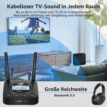 Bluetooth 5.3 трансмітер для ТБ 1Mii B06TX+ з дисплеєм та підтримкою Dual Link