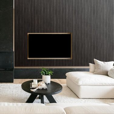 Акустичні панелі з дерев'яного шпону самоклеючі, набір 2 шт (100x52 см), звукопоглинаючі стінові панелі для шумоізоляції та декору вітальні, офісу (Чорний)