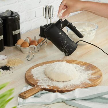 Ручний міксер Petra 300W з 5 швидкостями, турбо-функцією та набором насадок, срібний колір